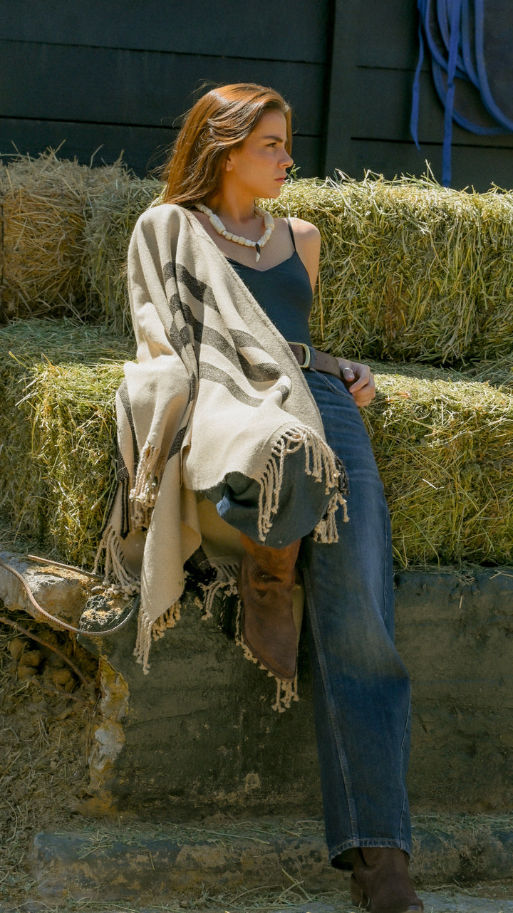 Manta Alpaca Natural Marengo