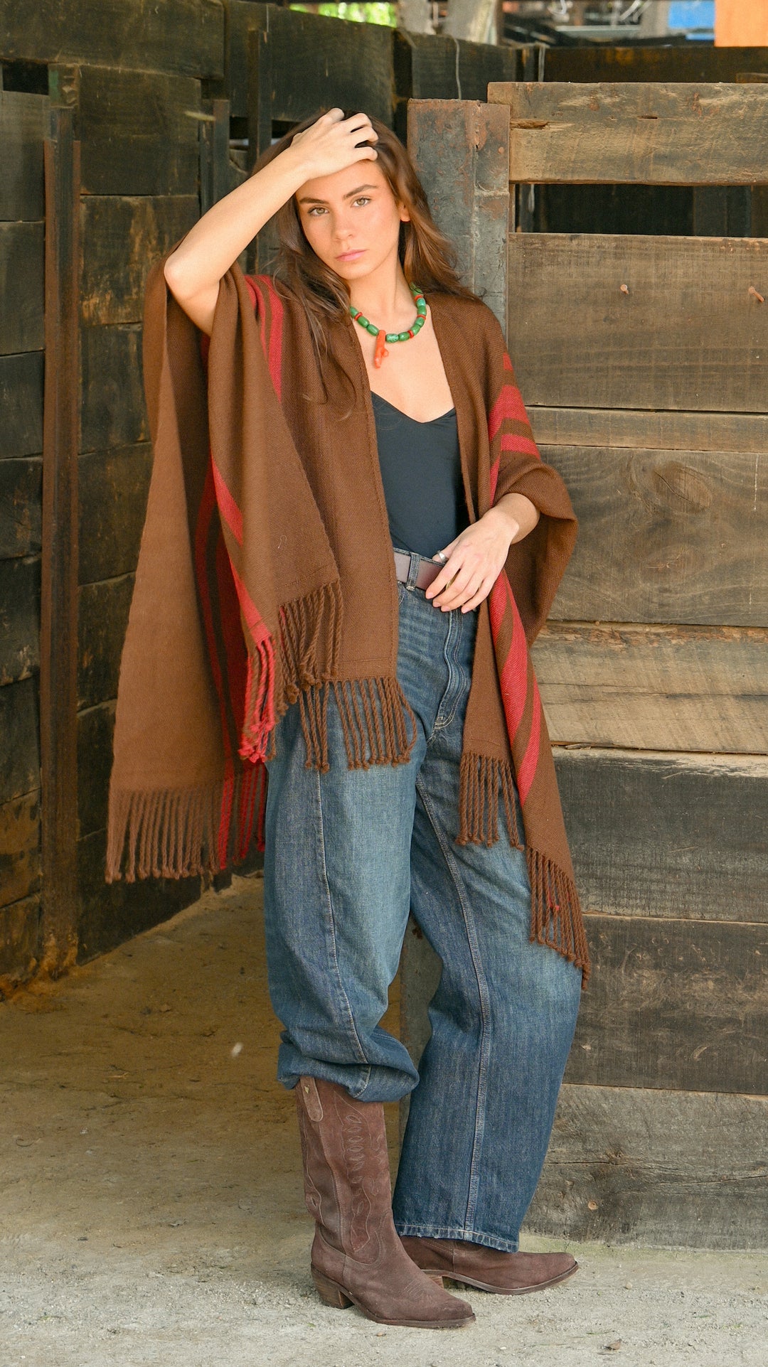 Manta Alpaca Chocolate Rojo Italiano SS26