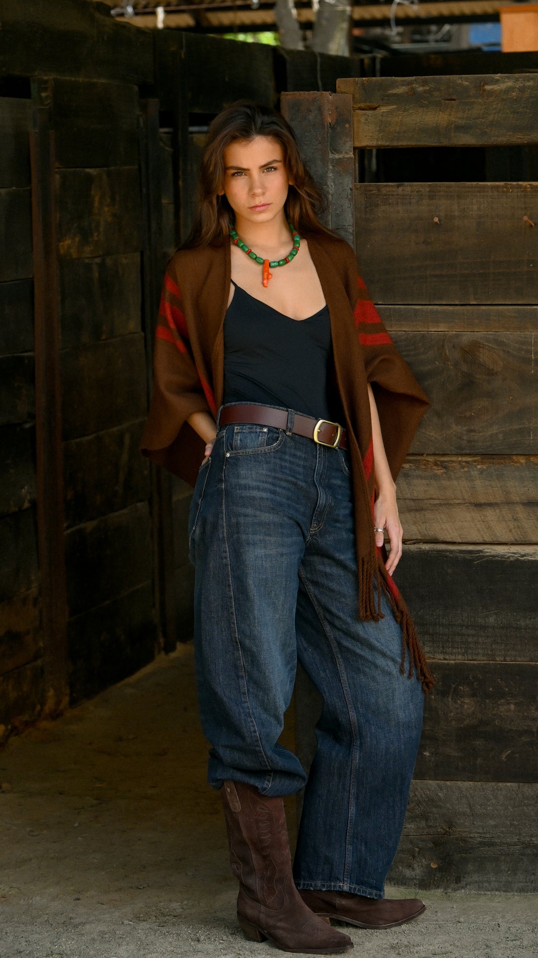 Manta Alpaca Chocolate Rojo Italiano SS26