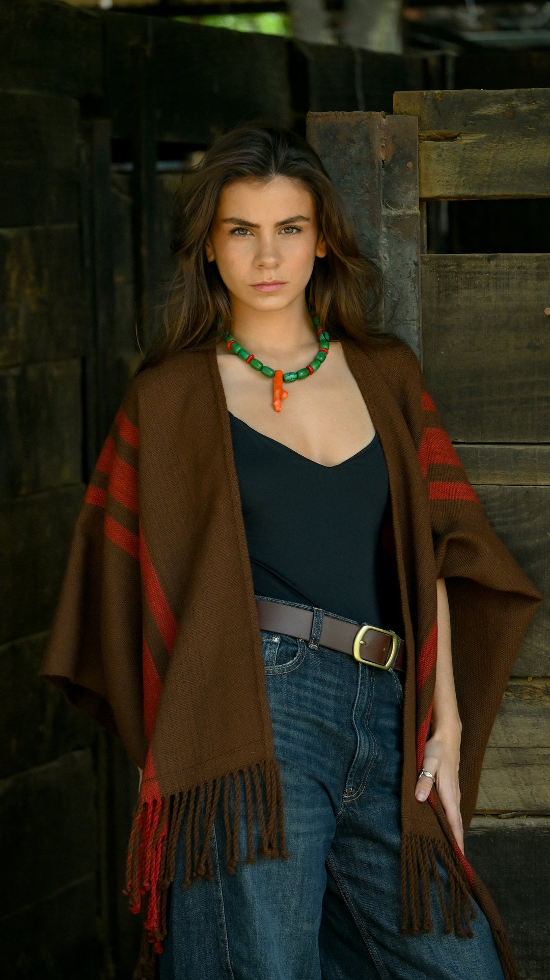 Manta Alpaca Chocolate Rojo Italiano SS26