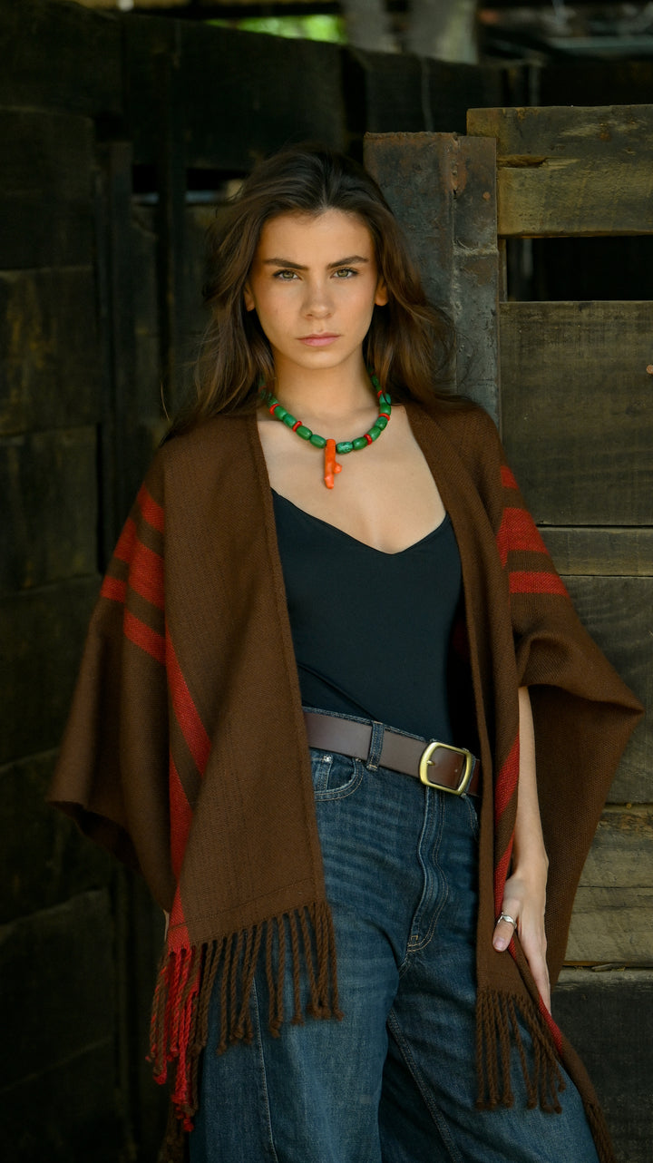 Manta Alpaca Chocolate Rojo Italiano SS26