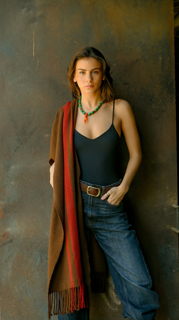 Echarpe Alpaca Chocolate Rojo Italiano