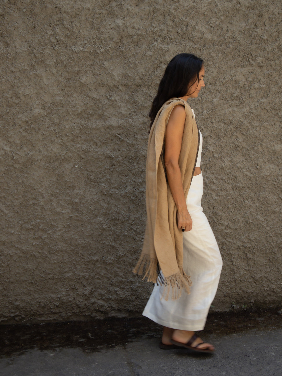 Echarpe Lino Camel Negro