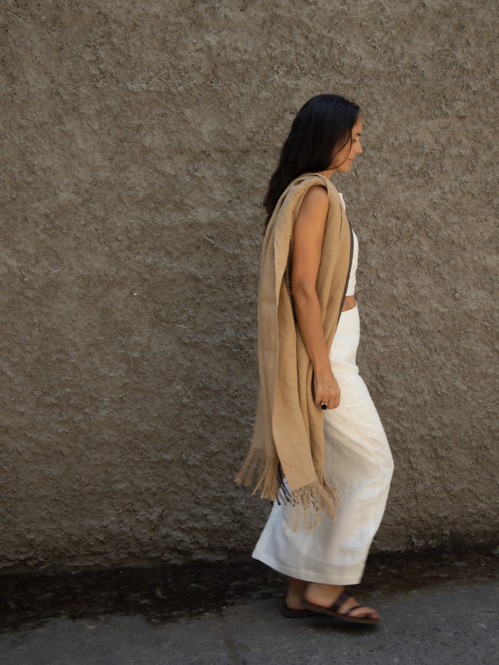 Echarpe Lino Camel Negro