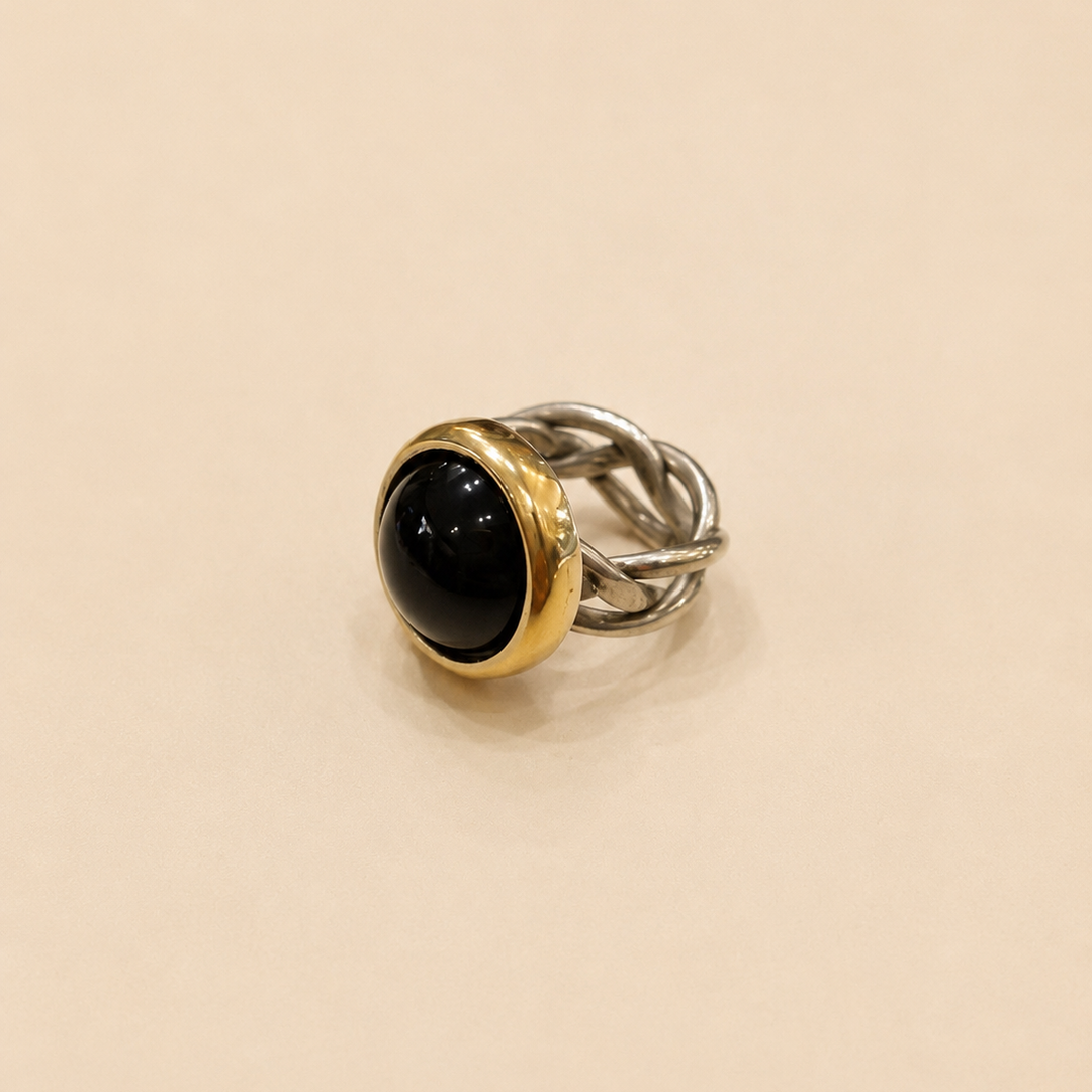Anillo Piedra Onix Bicolor