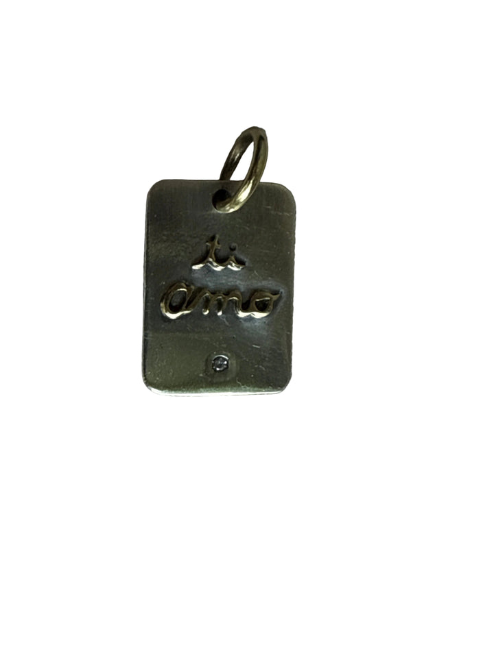 Placa ti amo plata circon bronce