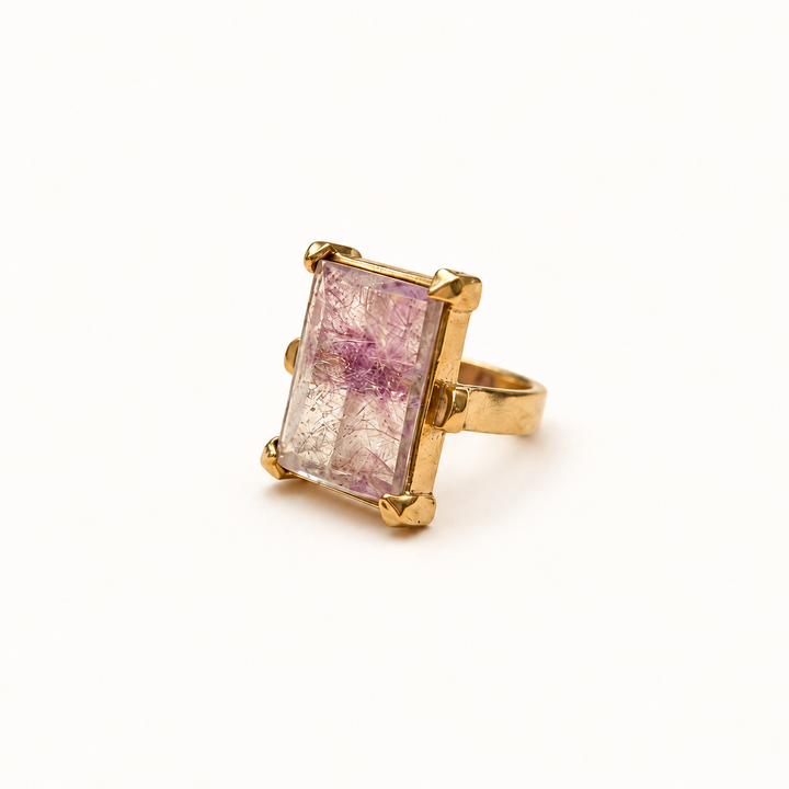 Anillo Cuarzo Rosa de Bronce