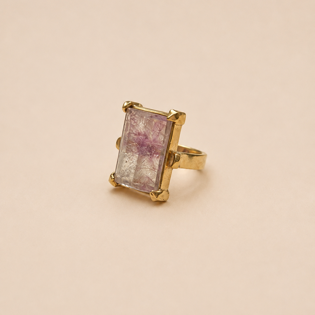 Anillo Cuarzo Rosa de Bronce