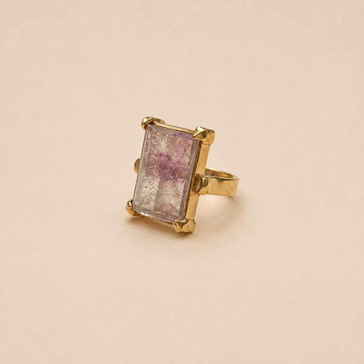 Anillo Cuarzo Rosa de Bronce