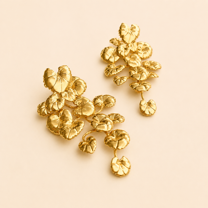 Aros Racimo Bañado en Oro