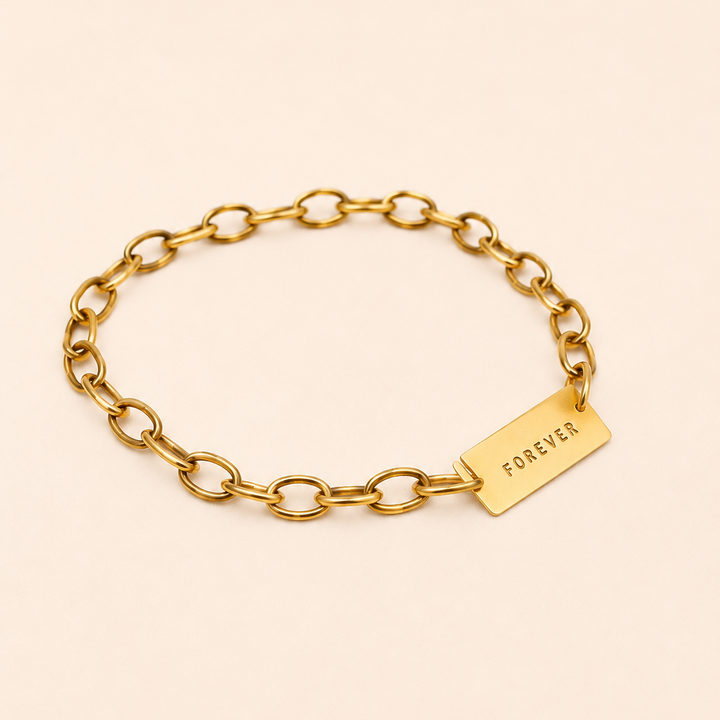 Collar Placa "Forever" Bronce