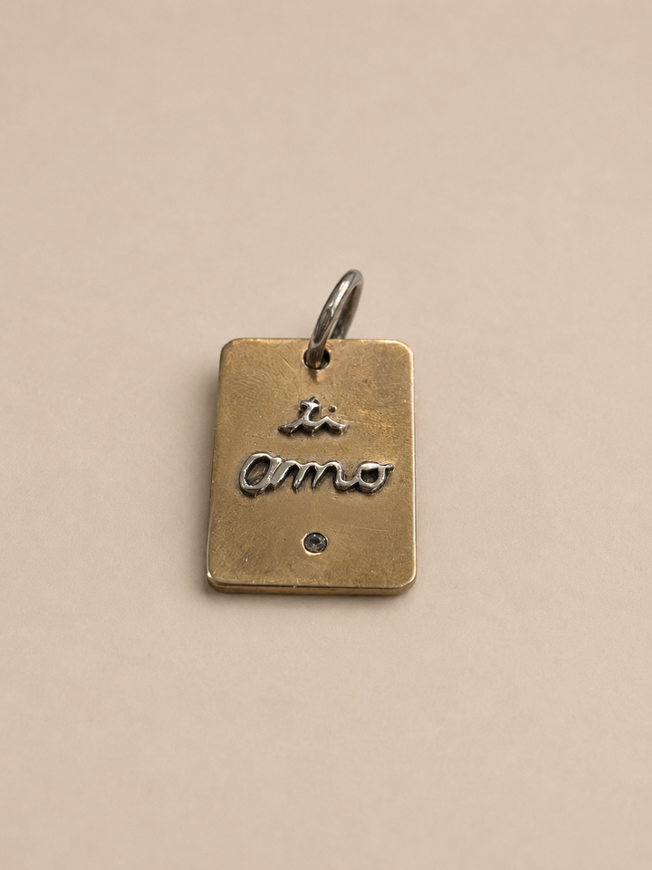 Placa "ti amo" Bronce/Plata Circón