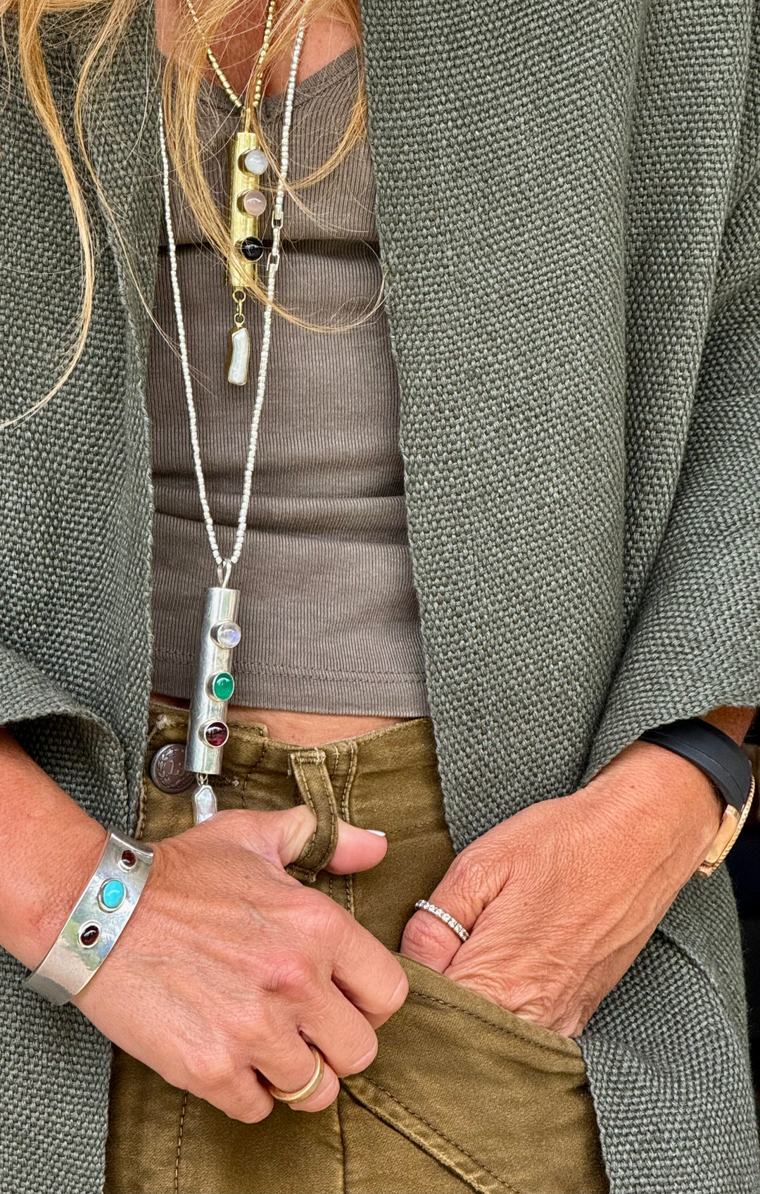 Esclava de Plata con Turquesa Natural