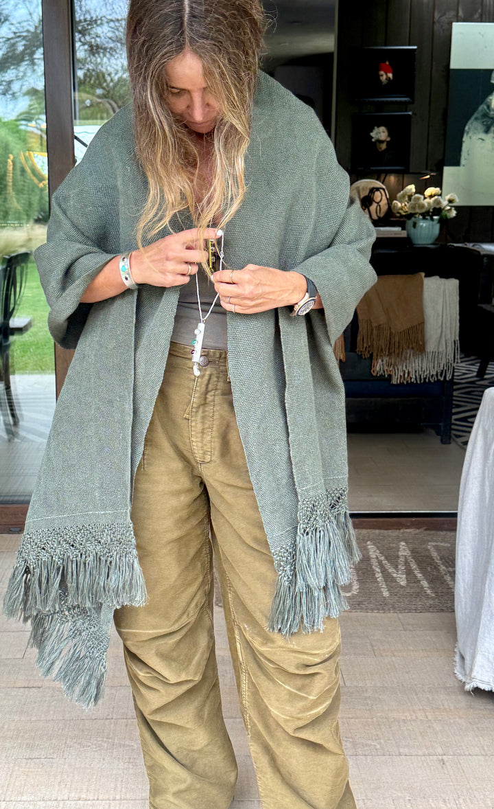 Echarpe de Lino Verde Militar