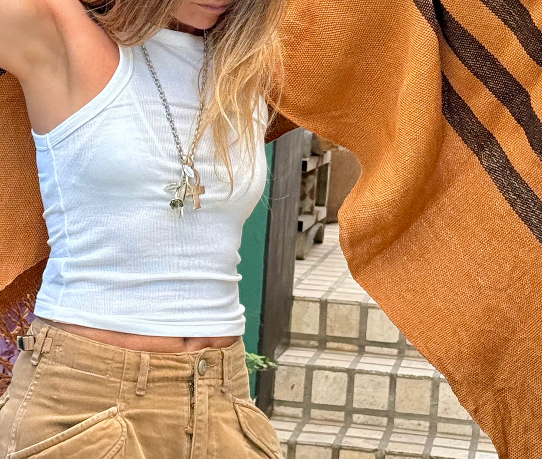 Echarpe lino dorado con negro