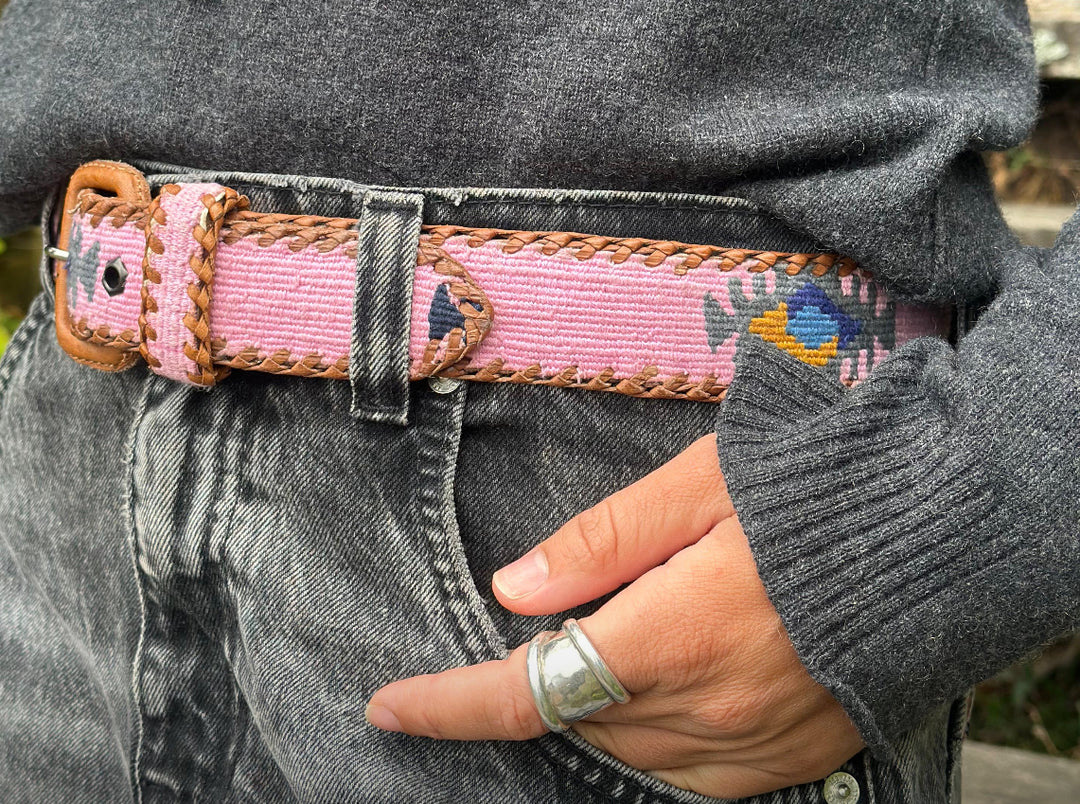 Cinturón Español de cuero Rosa