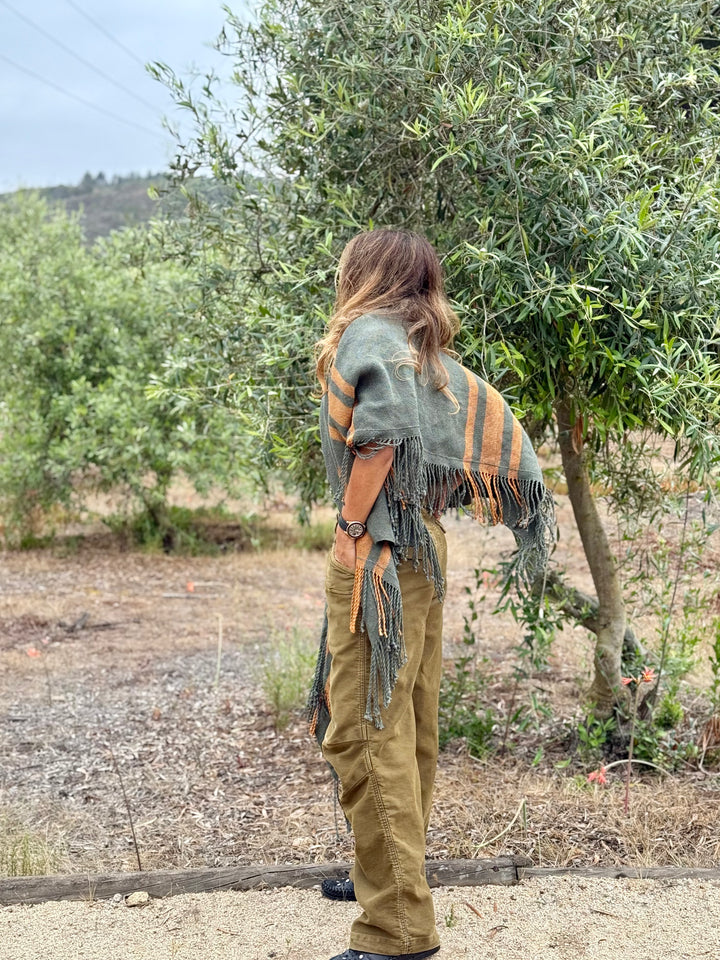 Manta de Lino Verde Militar Oro