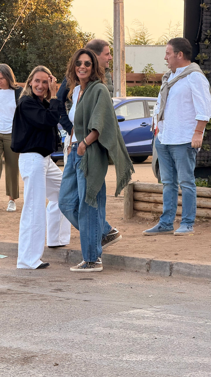 Manta lino verde macramé