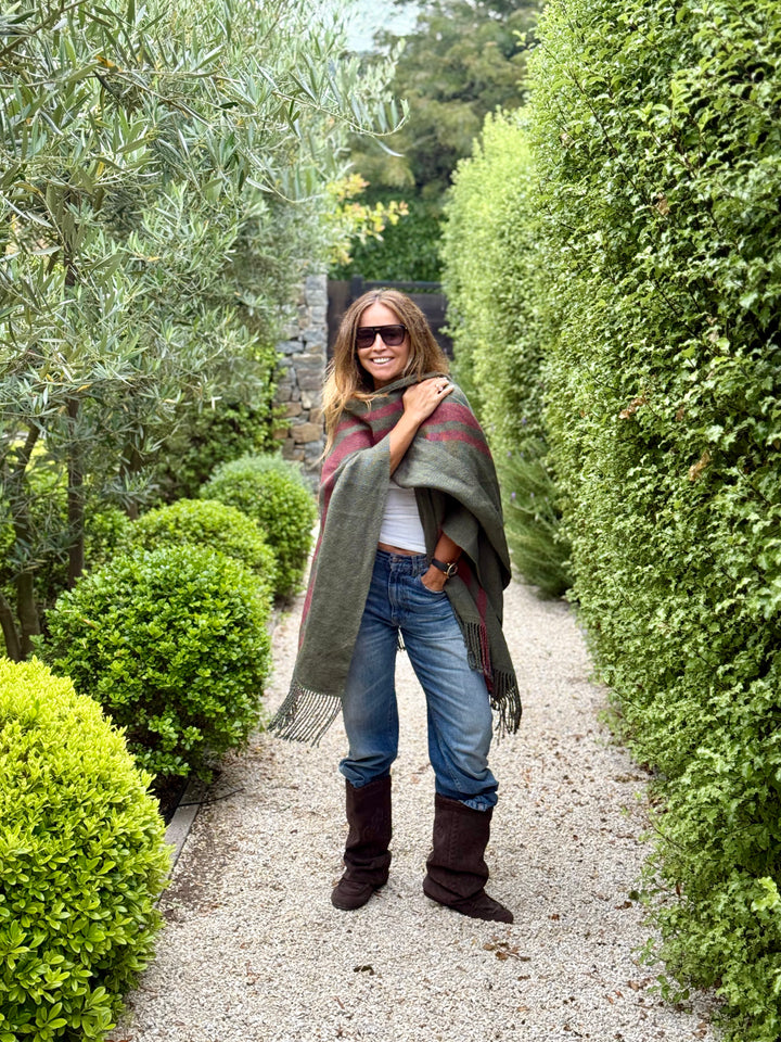 Manta de Lino Verde Burdeo