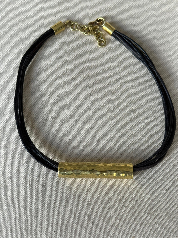 Collar Cuero Bronce