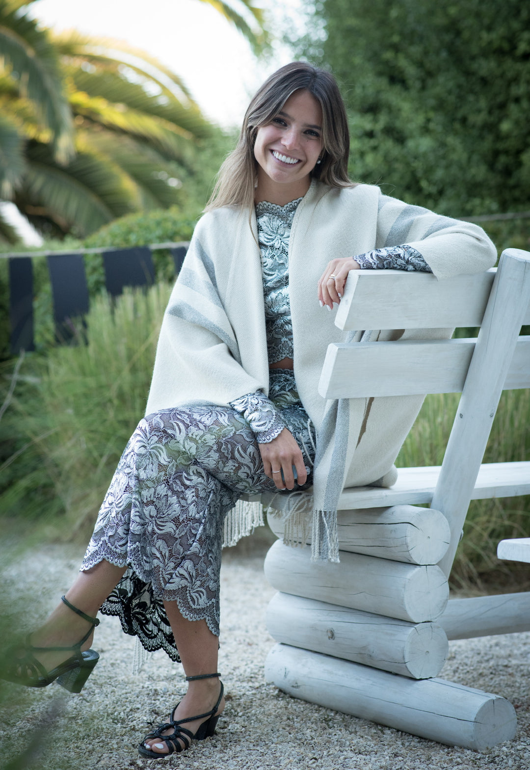 Manta Alpaca Blanco/Gris