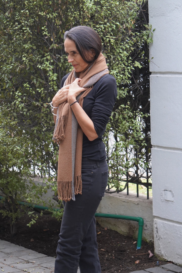 Echarpe Alpaca Camel/Gris