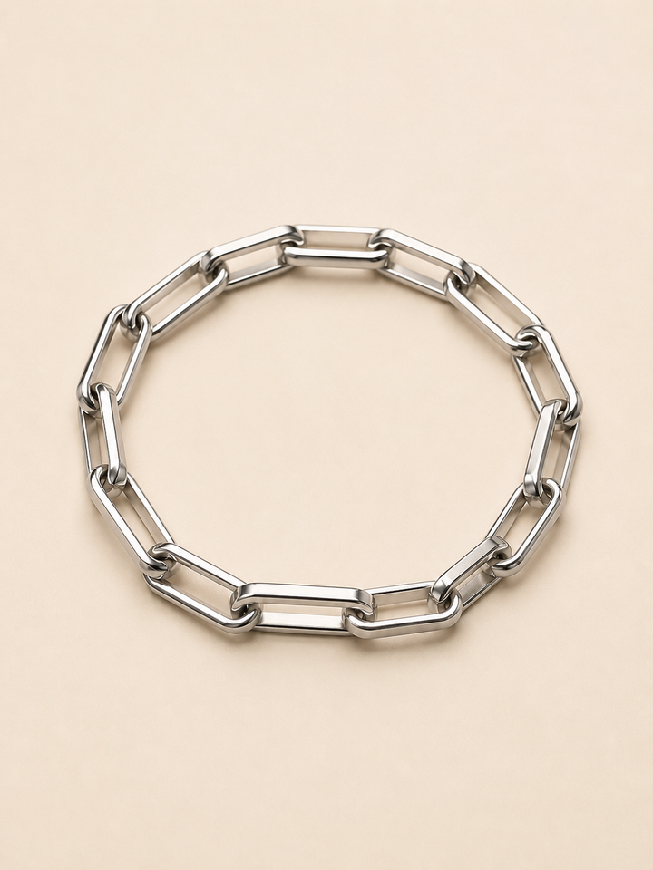 Pulsera Eslabón Cuadrado Cobre bañado en Plata