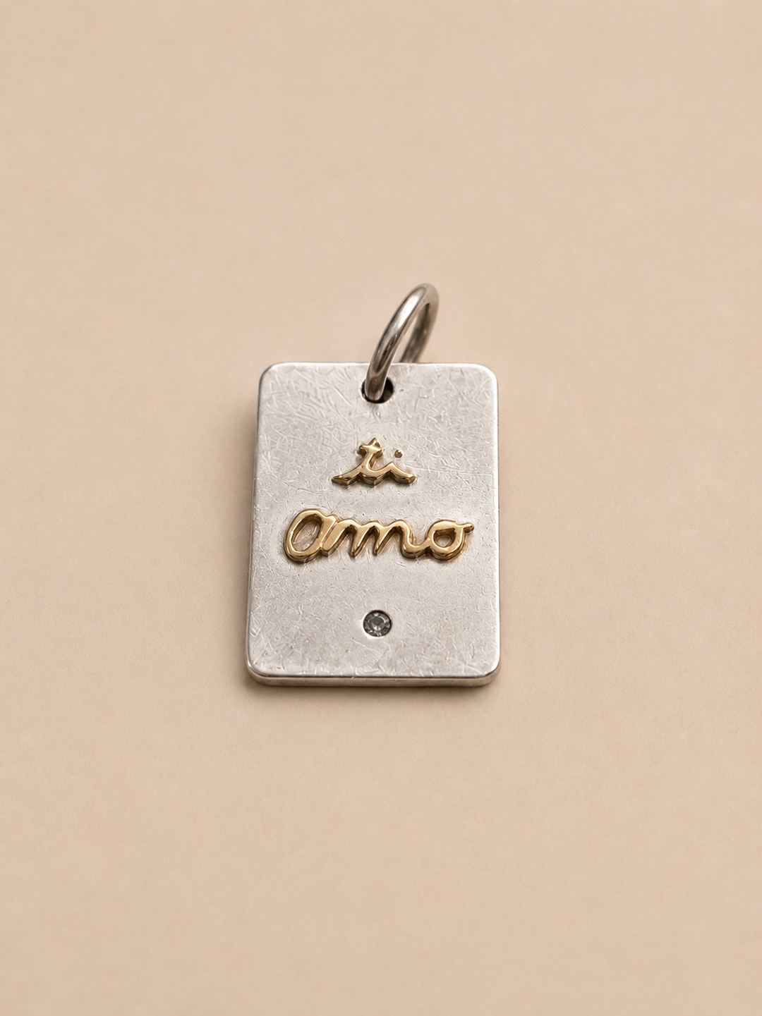 Placa "ti amo" Plata/Bronce Circón