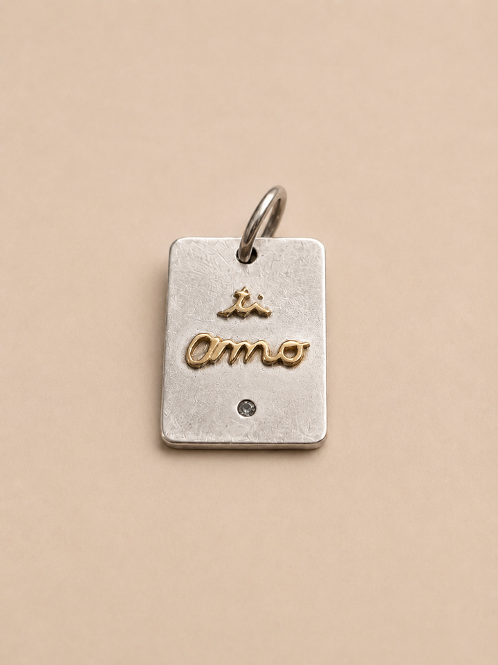 Placa "ti amo" Plata/Bronce Circón