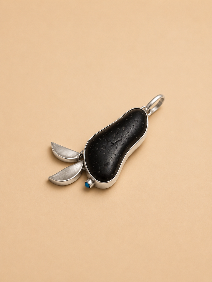 Colgante de Plata Piedra Del Mar y Turquesa