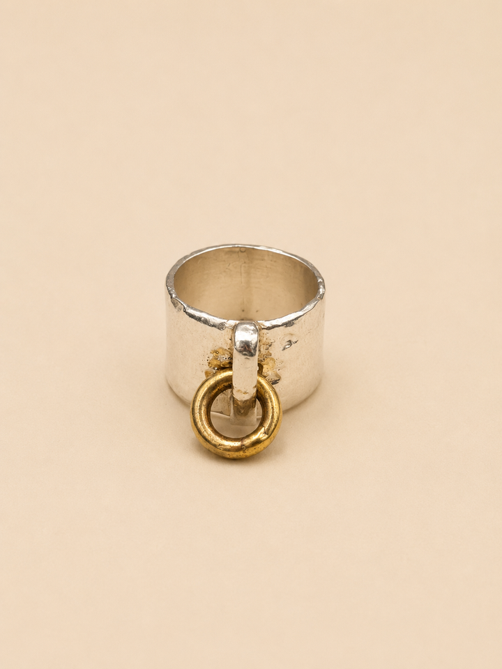 Anillo martillado Plata/Argolla Bronce