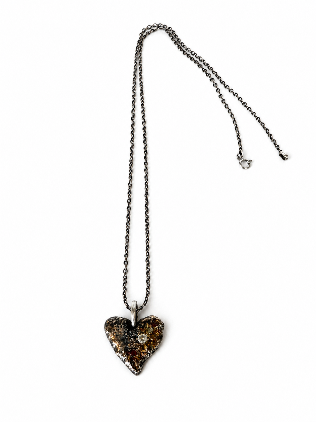 Collar Corazón plata con Circón y Rubí