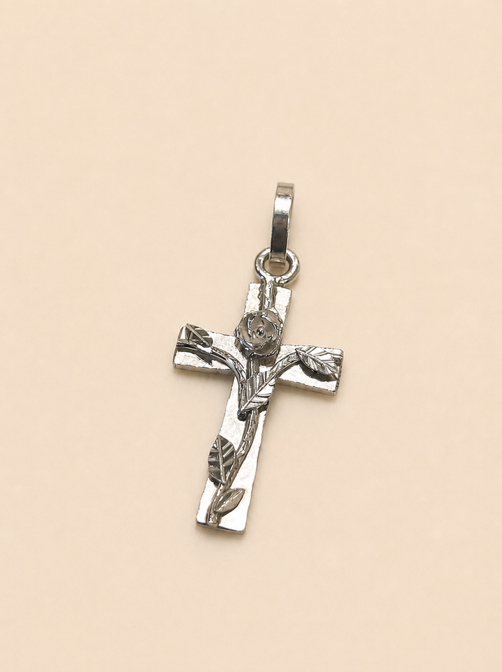 Colgante Cruz Rosa de Plata