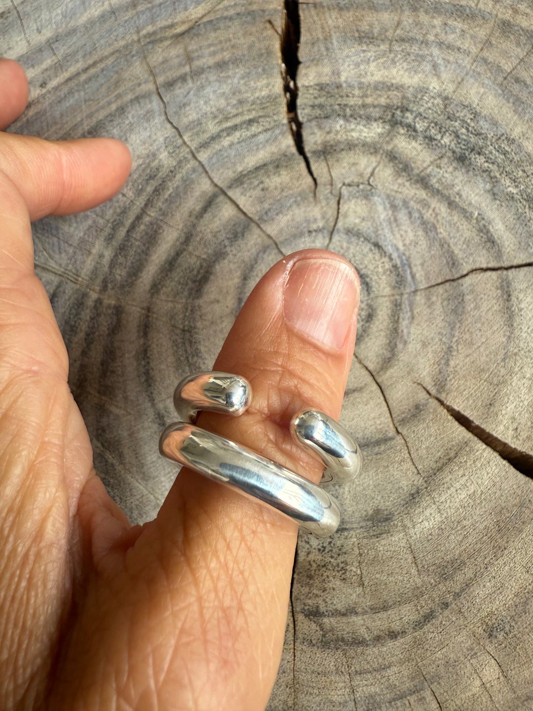 Anillo plata  bombe abierto