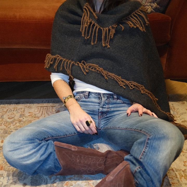 Echarpe Marengo/Flecos Camel Contorno