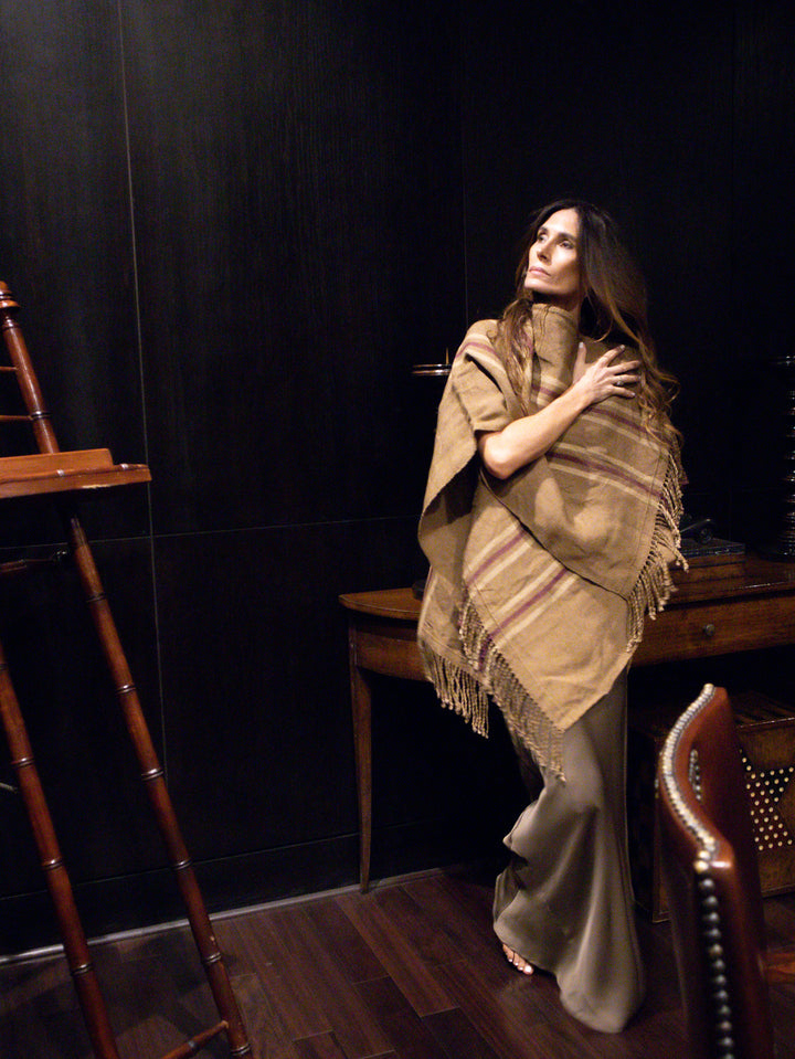 Manta Lino Camel Colores Tierra