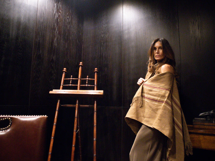 Manta Lino Camel Colores Tierra