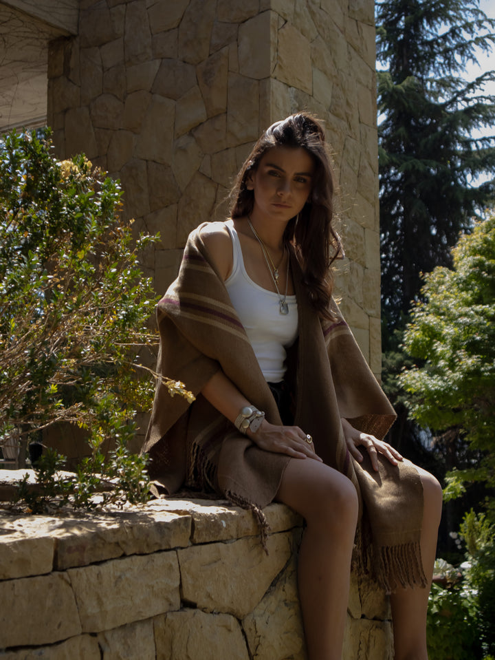 Manta Lino Camel Colores Tierra