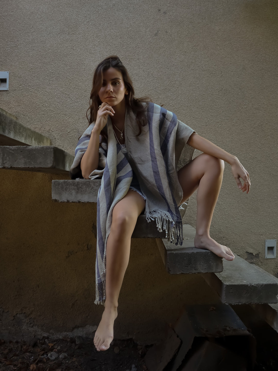 Manta Lino Natura Azul