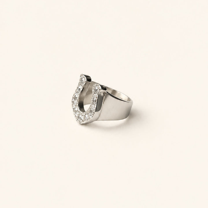 Anillo Herradura de Plata Circon