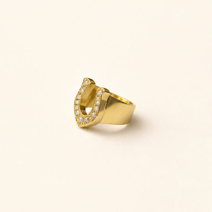 Anillo Herradura de Bronce Circon