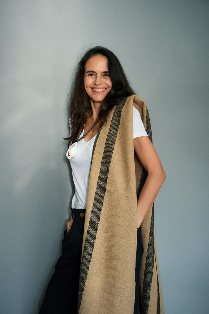 Echarpe Alpaca camel/Negro
